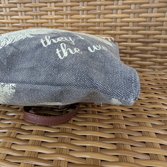 Primitives By Kathy Canvas Crossbody Bag Faux Leather Shoulder Strap Feathers - Picture 10 of 16